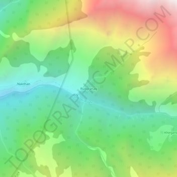 Mappa topografica Rudgranag, altitudine, rilievo