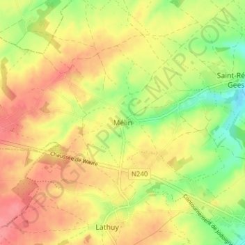 Mappa topografica Mélin, altitudine, rilievo