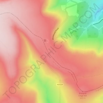 Mappa topografica Holme Moss, altitudine, rilievo