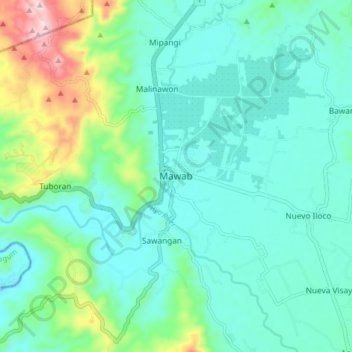 Mappa topografica Mawab, altitudine, rilievo