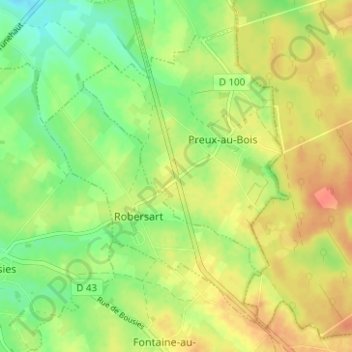 Mappa topografica Le Calvaire de Preux, altitudine, rilievo