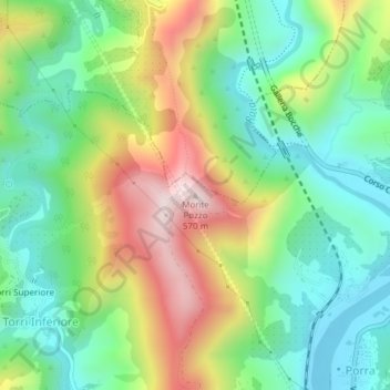 Mappa topografica Monte Pozzo, altitudine, rilievo