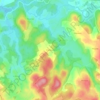 Mappa topografica Chamboux, altitudine, rilievo