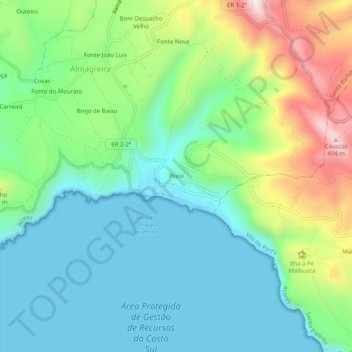 Mappa topografica Praia, altitudine, rilievo