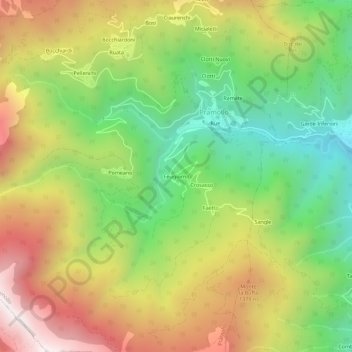Mappa topografica Feugiorno, altitudine, rilievo