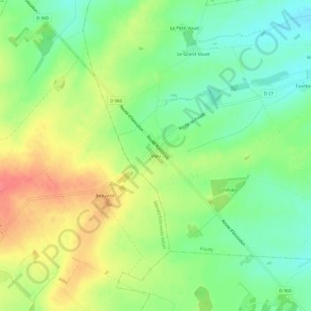 Mappa topografica Vœu, altitudine, rilievo