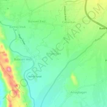 Mappa topografica Pindangan, altitudine, rilievo