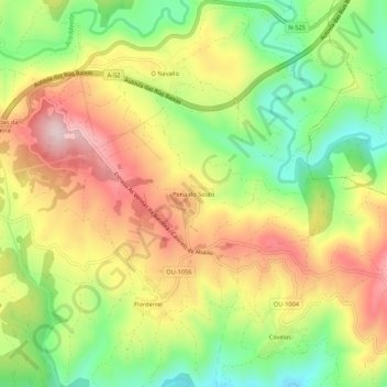Mappa topografica Pena do Souto, altitudine, rilievo