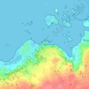 Mappa topografica Port Blanc, altitudine, rilievo