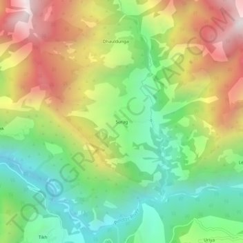 Mappa topografica Sorag, altitudine, rilievo
