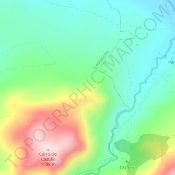 Mappa topografica Las Peñas, altitudine, rilievo
