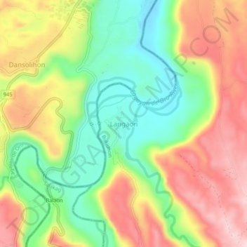 Mappa topografica Langaon, altitudine, rilievo
