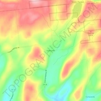 Mappa topografica Gothicville, altitudine, rilievo