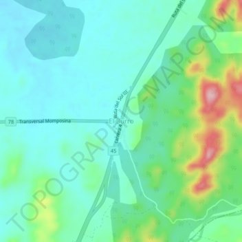 Mappa topografica El Burro, altitudine, rilievo