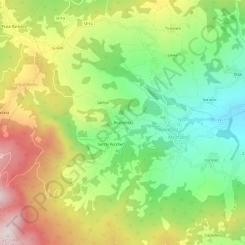 Mappa topografica Rocchetta, altitudine, rilievo