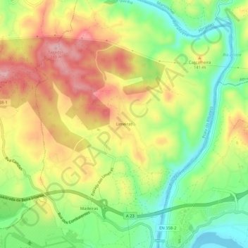 Mappa topografica Limeiras, altitudine, rilievo