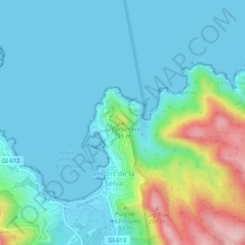 Mappa topografica la Carbonera, altitudine, rilievo