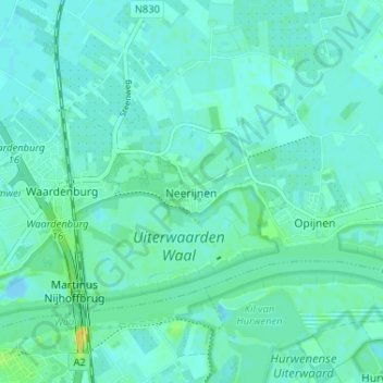 Mappa topografica Neerijnen, altitudine, rilievo