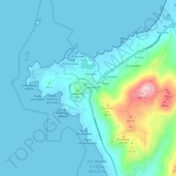 Mappa topografica Miñarzo, altitudine, rilievo