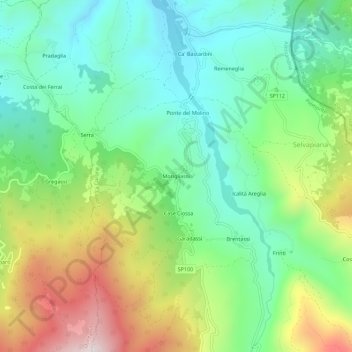 Mappa topografica Morigliassi, altitudine, rilievo