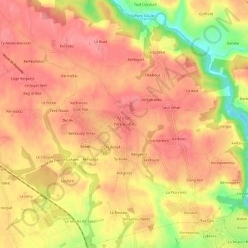 Mappa topografica Park al Leur, altitudine, rilievo