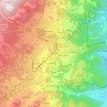 Mappa topografica La Baraque, altitudine, rilievo