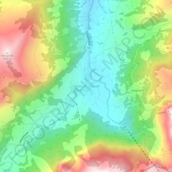 Mappa topografica Gsteig, altitudine, rilievo