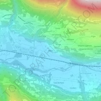 Mappa topografica Nigola, altitudine, rilievo