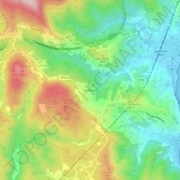 Mappa topografica Gandoglia, altitudine, rilievo