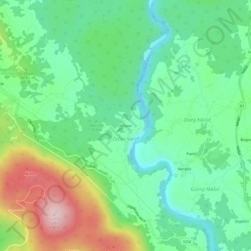 Mappa topografica Kosovi, altitudine, rilievo