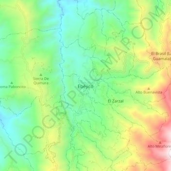 Mappa topografica Ebéjico, altitudine, rilievo