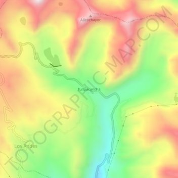 Mappa topografica Tullpacancha, altitudine, rilievo