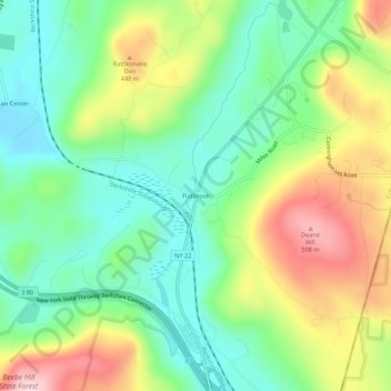 Mappa topografica Flatbrook, altitudine, rilievo