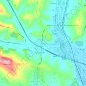 Mappa topografica Aspio, altitudine, rilievo