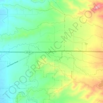 Mappa topografica Fairview, altitudine, rilievo