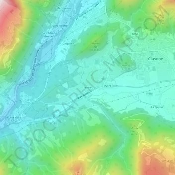 Mappa topografica Fiorine, altitudine, rilievo