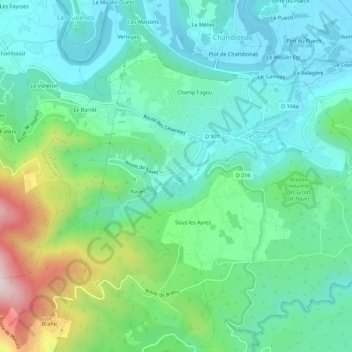 Mappa topografica Champ de Pra, altitudine, rilievo