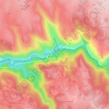 Mappa topografica Lamativie-Gare, altitudine, rilievo
