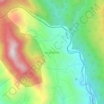 Mappa topografica Kanjirakolly, altitudine, rilievo