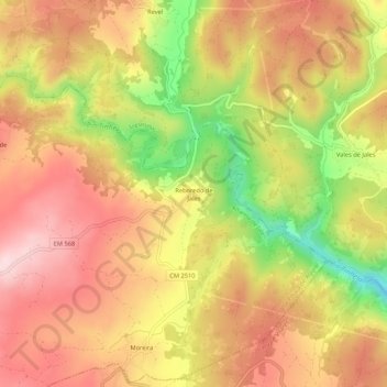 Mappa topografica Reboredo, altitudine, rilievo