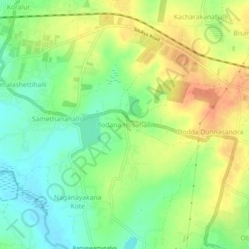 Mappa topografica Bodana Hosahalli, altitudine, rilievo