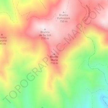 Mappa topografica Monte Maria, altitudine, rilievo