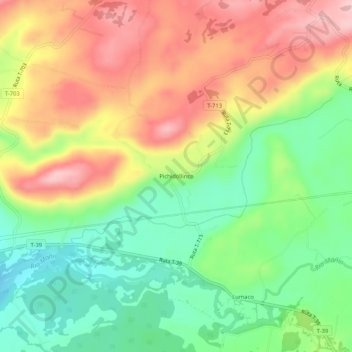 Mappa topografica Pichidollinco, altitudine, rilievo