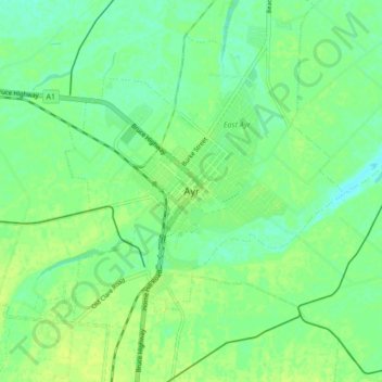 Mappa topografica Ayr, altitudine, rilievo