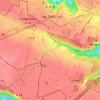 Mappa topografica La Brosse, altitudine, rilievo