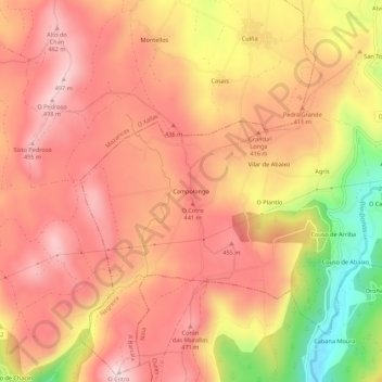 Mappa topografica Campolongo, altitudine, rilievo