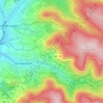 Mappa topografica Vormwald, altitudine, rilievo