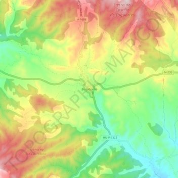 Mappa topografica Benabarre, altitudine, rilievo