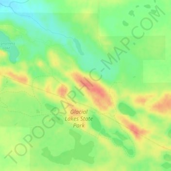 Mappa topografica Highest elevation in park, altitudine, rilievo