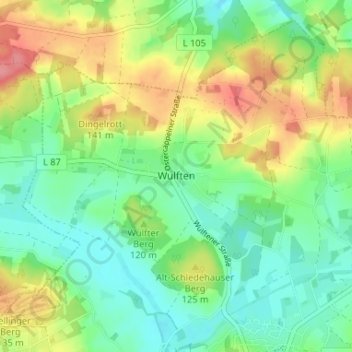 Mappa topografica Wulften, altitudine, rilievo